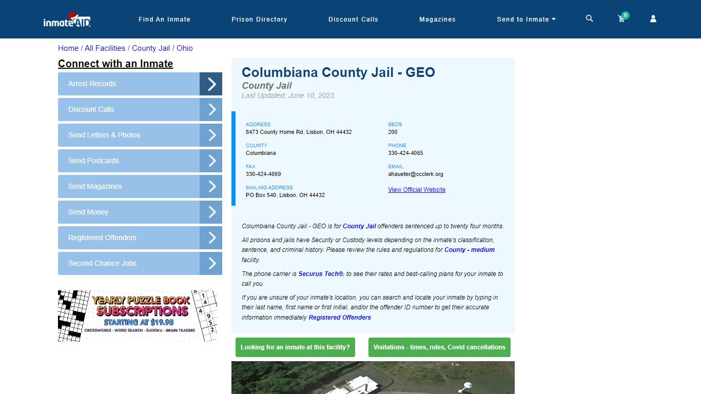 Columbiana County Jail - GEO - Inmate Locator - Lisbon, OH