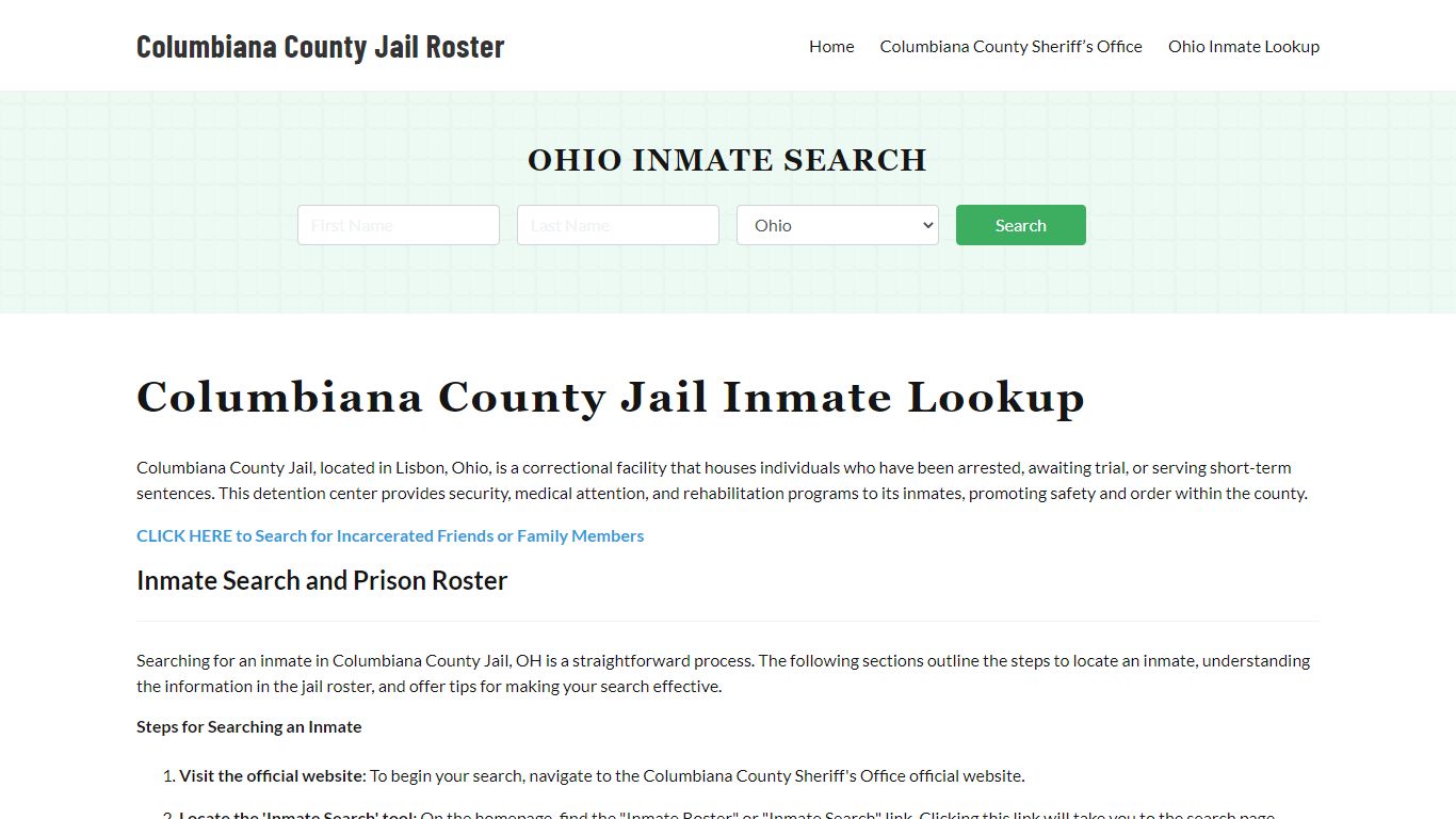 Columbiana County Jail Roster Lookup, OH, Inmate Search