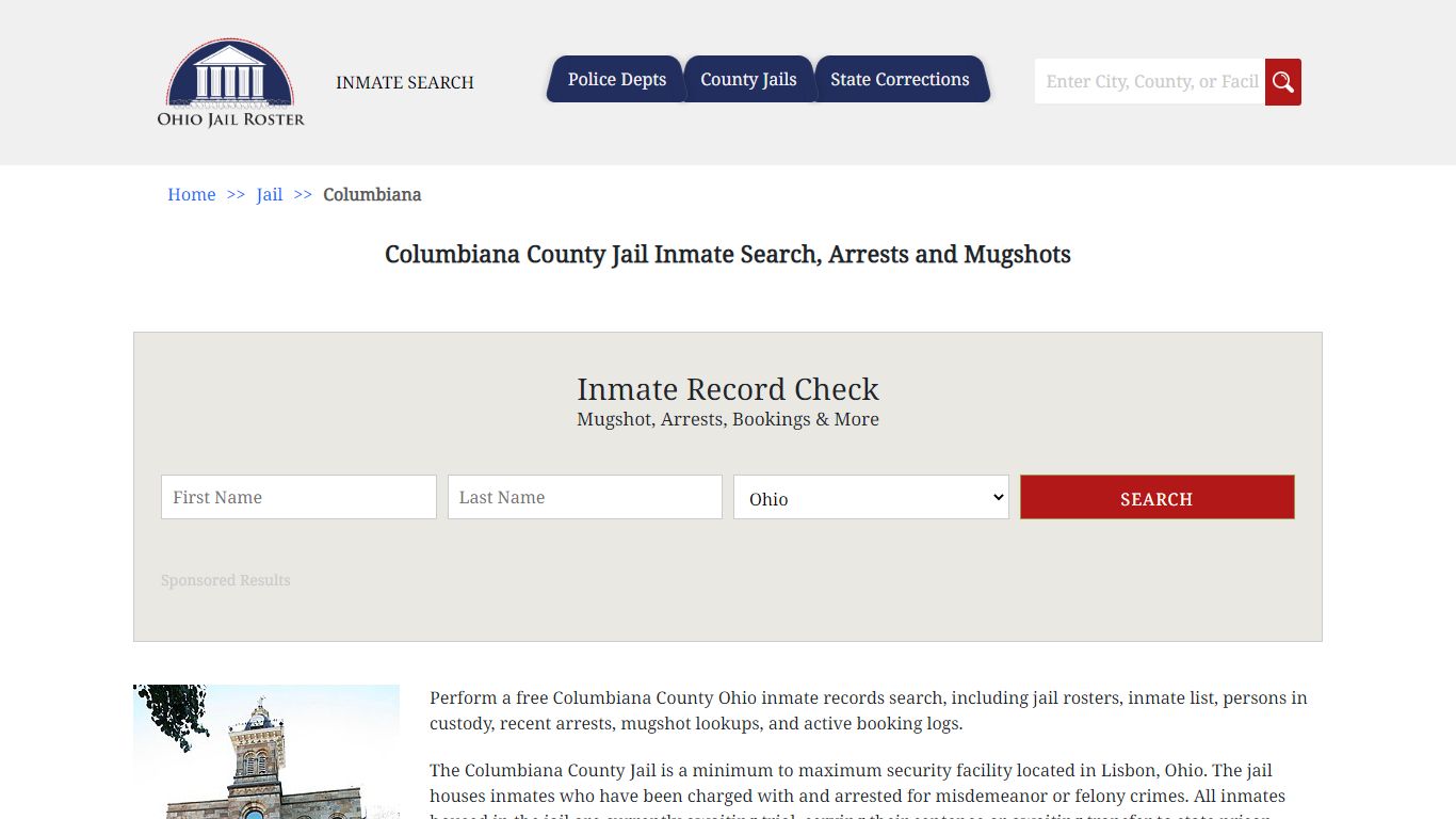 Columbiana County Jail Inmate Search, Arrests and Mugshots