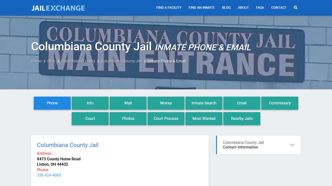 Inmate Phone - Columbiana County Jail, OH - Jail Exchange