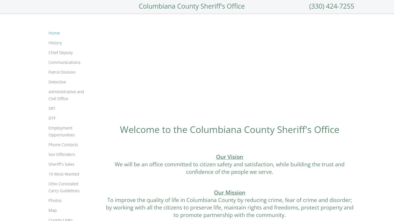 Welcome to the Columbiana County Sheriff's Office